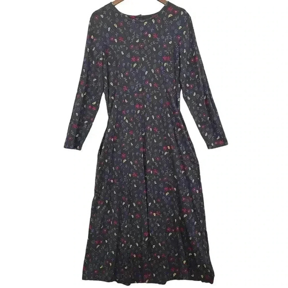 Talbots Womens Long Sleeve Multicolor Floral Print Cotton Maxi Dress Size L 8PT - Picture 1 of 8